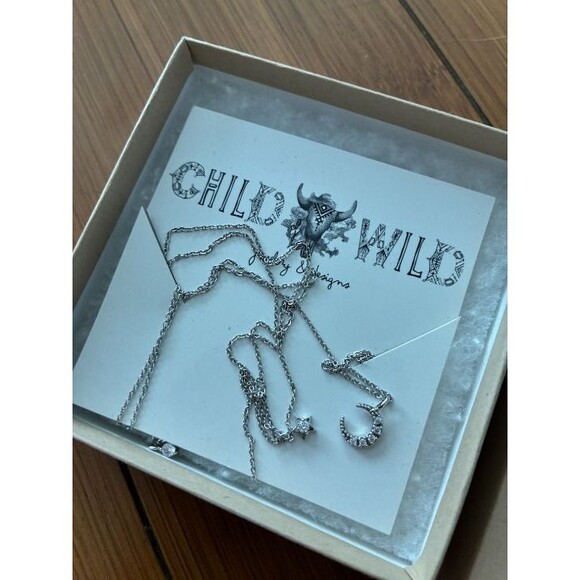 Child of Wild Star Moon Double Layered Necklace Silver Tone - Picture 6 of 8